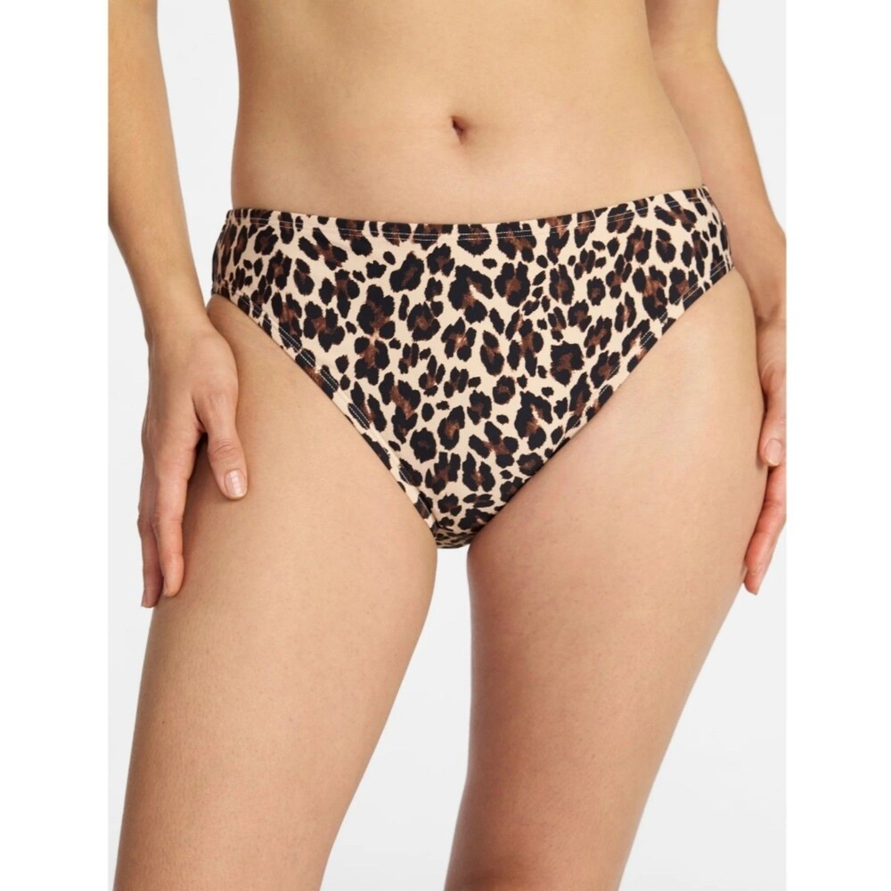 Time and Tru Mid Rise Bikini Swim Bottoms Leopard Print Women's XL 16-18